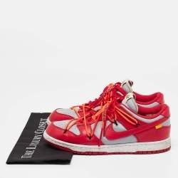 مملوكة مسبقًا Off-White x Nike Red/Grey Leather Lace Up Sneakers Size 43