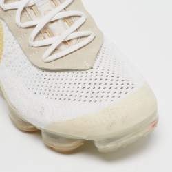 Pre Owned Off-White x Nike White Knit Fabric Air Vapormax Lace Up Sneakers Size 44.5