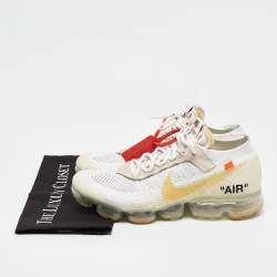 Pre Owned Off-White x Nike White Knit Fabric Air Vapormax Lace Up Sneakers Size 44.5