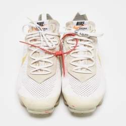 Pre Owned Off-White x Nike White Knit Fabric Air Vapormax Lace Up Sneakers Size 44.5