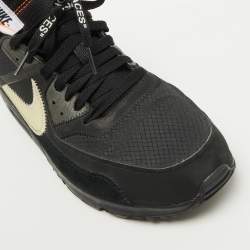 Off-White x Nike Black Fabric and Suede Air Max 90 Sneakers Size 45.5