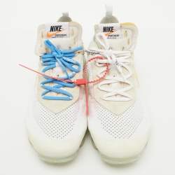 Pre Owned Off-White x Nike White Knit Fabric Air Vapormax Lace Up Sneakers Size 45