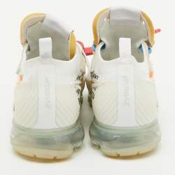 Pre Owned Off-White x Nike White Knit Fabric Air Vapormax Lace Up Sneakers Size 45