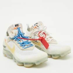 Pre Owned Off-White x Nike White Knit Fabric Air Vapormax Lace Up Sneakers Size 45