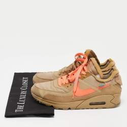 Off-White x Nike Beige Fabric and Suede Air Max 90 Desert Ore Sneakers Size 40.5