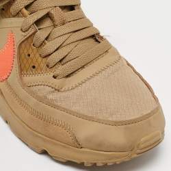 Off-White x Nike Beige Fabric and Suede Air Max 90 Desert Ore Sneakers Size 40.5