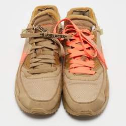 Off-White x Nike Beige Fabric and Suede Air Max 90 Desert Ore Sneakers Size 40.5