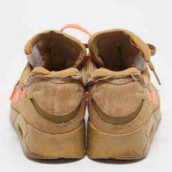 Off-White x Nike Beige Fabric and Suede Air Max 90 Desert Ore Sneakers Size 40.5