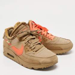 Off-White x Nike Beige Fabric and Suede Air Max 90 Desert Ore Sneakers Size 40.5