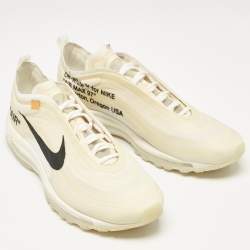 Off White x Nike White Mesh and Rubber Air Max 97 Sneakers Size 45