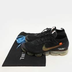 Off-White x Nike Black Knit Fabric And Suede Air Vapormax Flyknit Sneakers Size 44.5