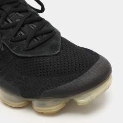 Off-White x Nike Black Knit Fabric And Suede Air Vapormax Flyknit Sneakers Size 44.5