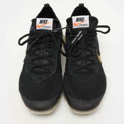 Off-White x Nike Black Knit Fabric And Suede Air Vapormax Flyknit Sneakers Size 44.5