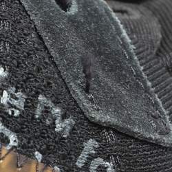 Off-White x Nike Black Knit Fabric And Suede Air Vapormax Flyknit Sneakers Size 44.5