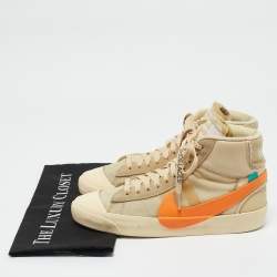 Pre Owned Off-White x Nike Beige Fabric and Leather Blazer Mid All Hallow's Eve Mid Top Sneakers Size 41