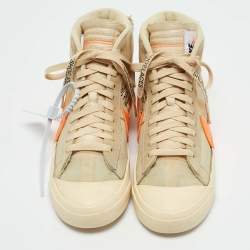 Pre Owned Off-White x Nike Beige Fabric and Leather Blazer Mid All Hallow's Eve Mid Top Sneakers Size 41