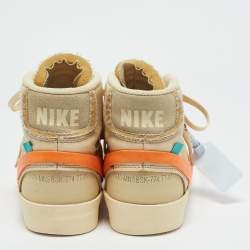 Pre Owned Off-White x Nike Beige Fabric and Leather Blazer Mid All Hallow's Eve Mid Top Sneakers Size 41