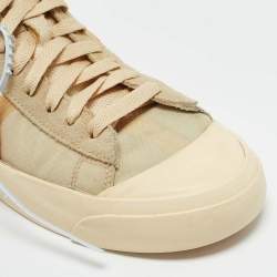 Pre Owned Off-White x Nike Beige Fabric and Leather Blazer Mid All Hallow's Eve Mid Top Sneakers Size 41