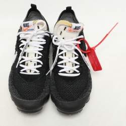 Pre Owned Off-White x Nike Black Knit Fabric and Suede Air VaporMax Low Top Sneakers Size 43