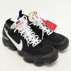 Pre Owned Off-White x Nike Black Knit Fabric and Suede Air VaporMax Low Top Sneakers Size 43