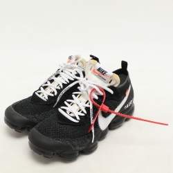 Pre Owned Off-White x Nike Black Knit Fabric and Suede Air VaporMax Low Top Sneakers Size 43