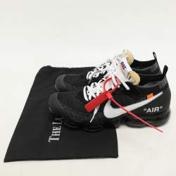 Pre Owned Off-White x Nike Black Knit Fabric and Suede Air VaporMax Low Top Sneakers Size 43