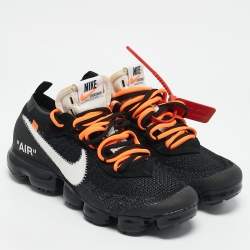 Off-White x Nike Black Knit Fabric Air VaporMax Low Top Sneakers  Size 42          