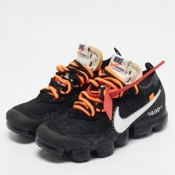 Off-White x Nike Black Knit Fabric Air VaporMax Low Top Sneakers  Size 42          