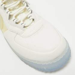 Off-White x Nike White Fabric and Leather Air Force1 Gore High Top Sneakers Size 43