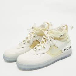 Off-White x Nike White Fabric and Leather Air Force1 Gore High Top Sneakers Size 43