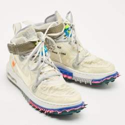 Pre Owned Off-White x Nike White Mesh Air Force 1 Mid Sneakers Size 40