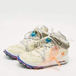 Pre Owned Off-White x Nike White Mesh Air Force 1 Mid Sneakers Size 40