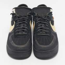 Pre Owned حذاء رياضي أوف وايت x نايكي شبكي وسويدي أسود إير فورس 1 لو مقاس 46