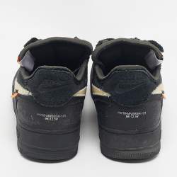 Pre Owned حذاء رياضي أوف وايت x نايكي شبكي وسويدي أسود إير فورس 1 لو مقاس 46