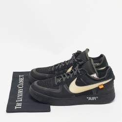 Pre Owned حذاء رياضي أوف وايت x نايكي شبكي وسويدي أسود إير فورس 1 لو مقاس 46