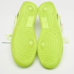 Pre Owned Off-White x Nike Neon Green Mesh and Suede Air Force 1 Low Volt Sneakers Size 45