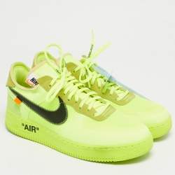 Pre Owned Off-White x Nike Neon Green Mesh and Suede Air Force 1 Low Volt Sneakers Size 45