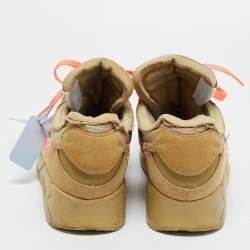 مملوكة مسبقًا Off-White x Nike Beige Fabric and Leather Air Max 90 Desert Ore Lace Up Sneakers Size 44