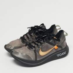 Pre Owned Off-White x Nike Black Nylon Zoom Fly Lace Up Sneakers Size 45