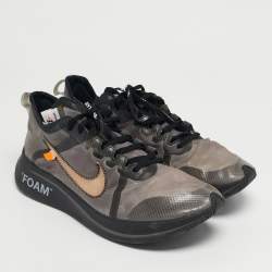 Pre Owned Off-White x Nike Black Nylon Zoom Fly Lace Up Sneakers Size 45