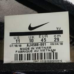 Pre Owned Off-White x Nike Black Nylon Zoom Fly Lace Up Sneakers Size 45