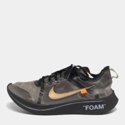 Pre Owned Off-White x Nike Black Nylon Zoom Fly Lace Up Sneakers Size 45