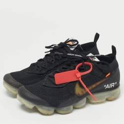 Pre Owned Off-White x Nike Black Knit Fabric Air VaporMax Sneakers Size 44