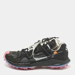 Pre Owned Off-White x Nike Zoom Vapor Street Size 42.5 Black Fabric and Suede Lace Up Sneakers