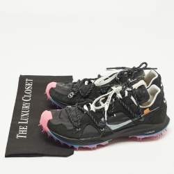 Pre Owned Off-White x Nike Zoom Vapor Street Size 42.5 Black Fabric and Suede Lace Up Sneakers