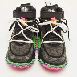 مملوكة مسبقًا Off-White x Nike Air Force 1 Mid Size 42 Black Fabric Lace Up Sneakers