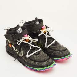 مملوكة مسبقًا Off-White x Nike Air Force 1 Mid Size 42 Black Fabric Lace Up Sneakers