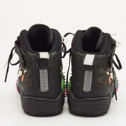 مملوكة مسبقًا Off-White x Nike Air Force 1 Mid Size 42 Black Fabric Lace Up Sneakers