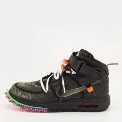 مملوكة مسبقًا Off-White x Nike Air Force 1 Mid Size 42 Black Fabric Lace Up Sneakers