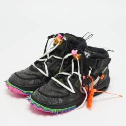 مملوكة مسبقًا Off-White x Nike Air Force1 Size 42 Black Mesh Mid Top Sneakers